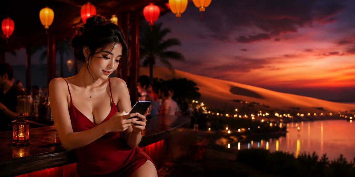 Người dùng tại Mũi Né tham gia casino trực tuyến qua điện thoại di động trong lễ hội